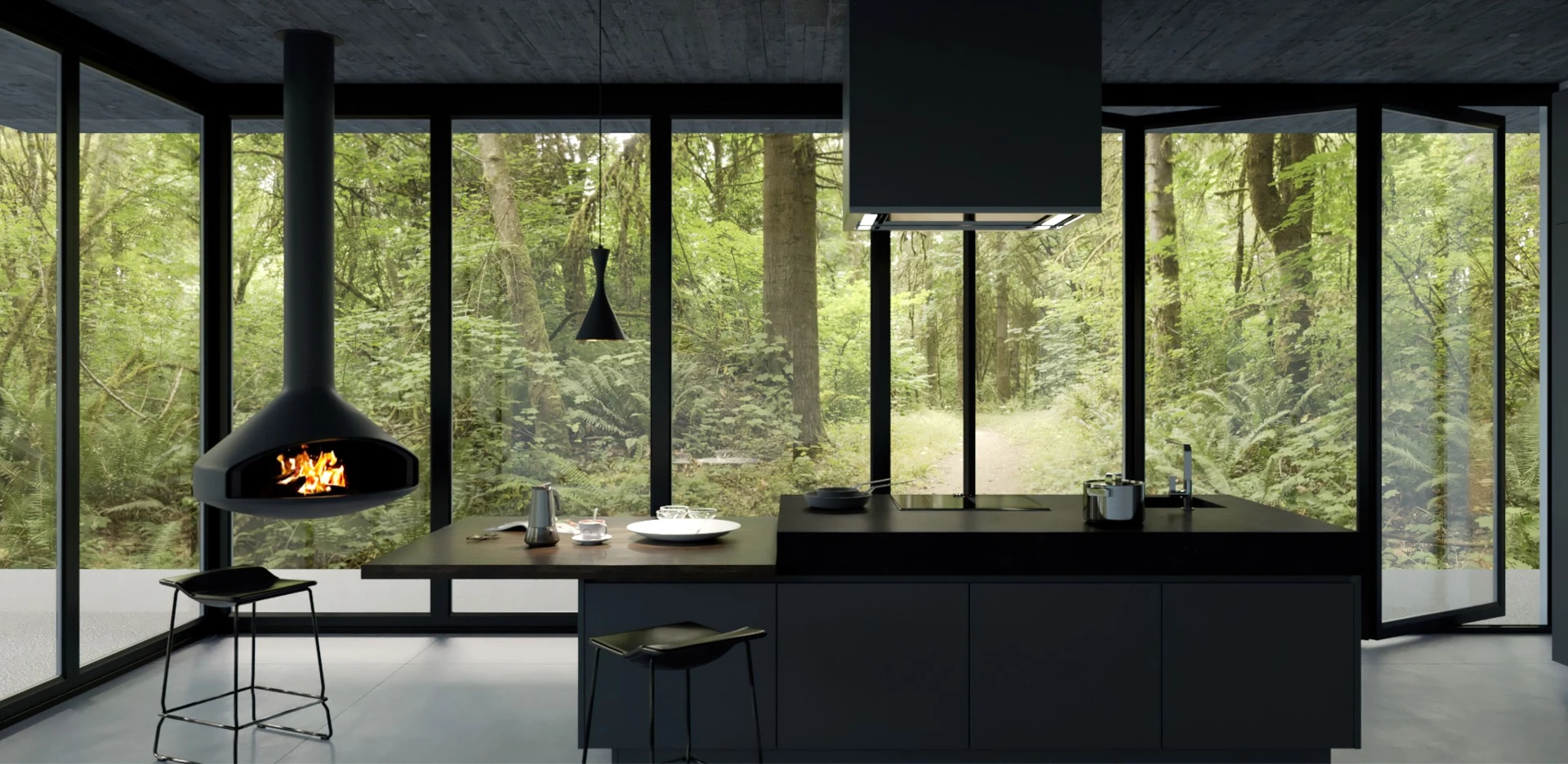 Cocina abierta al paisaje